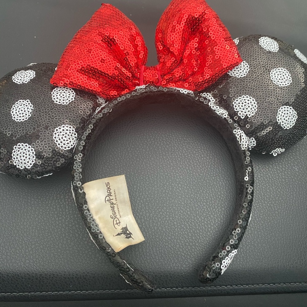 Polka dot, red bow sequin Minnie Ears
